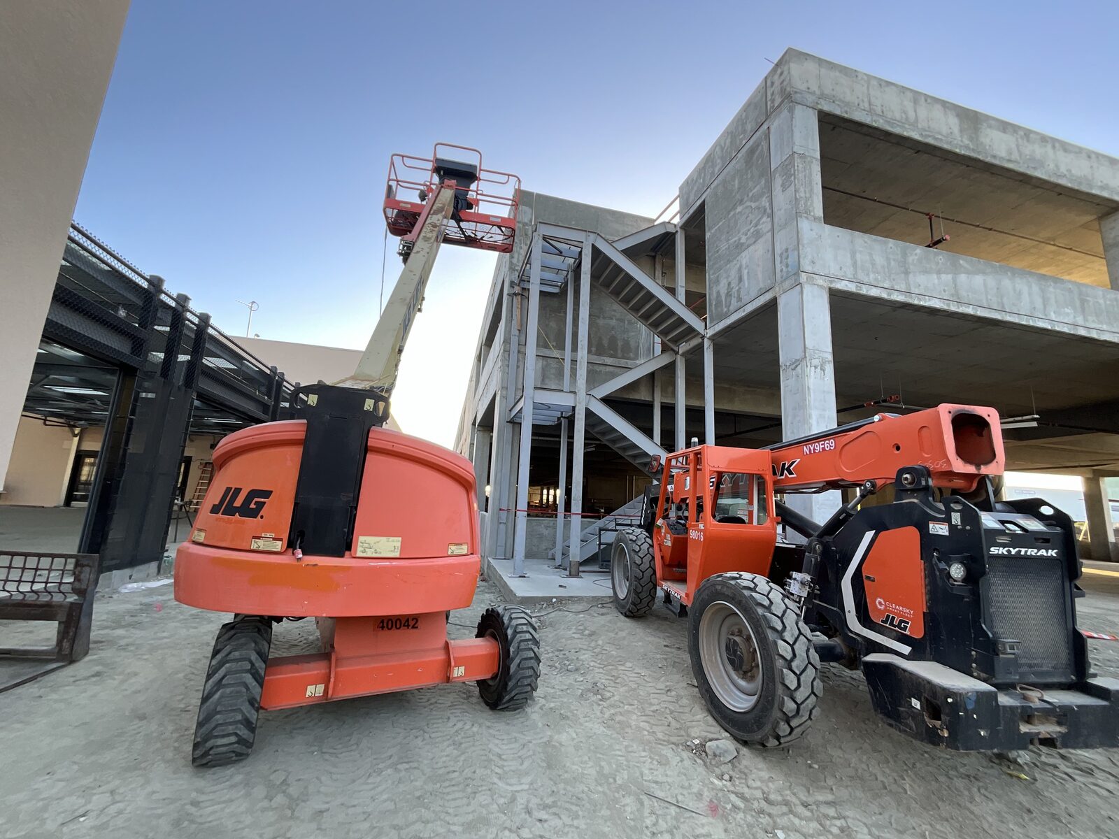 Steel stairs and lifts at the Home Depot Mission Valley project