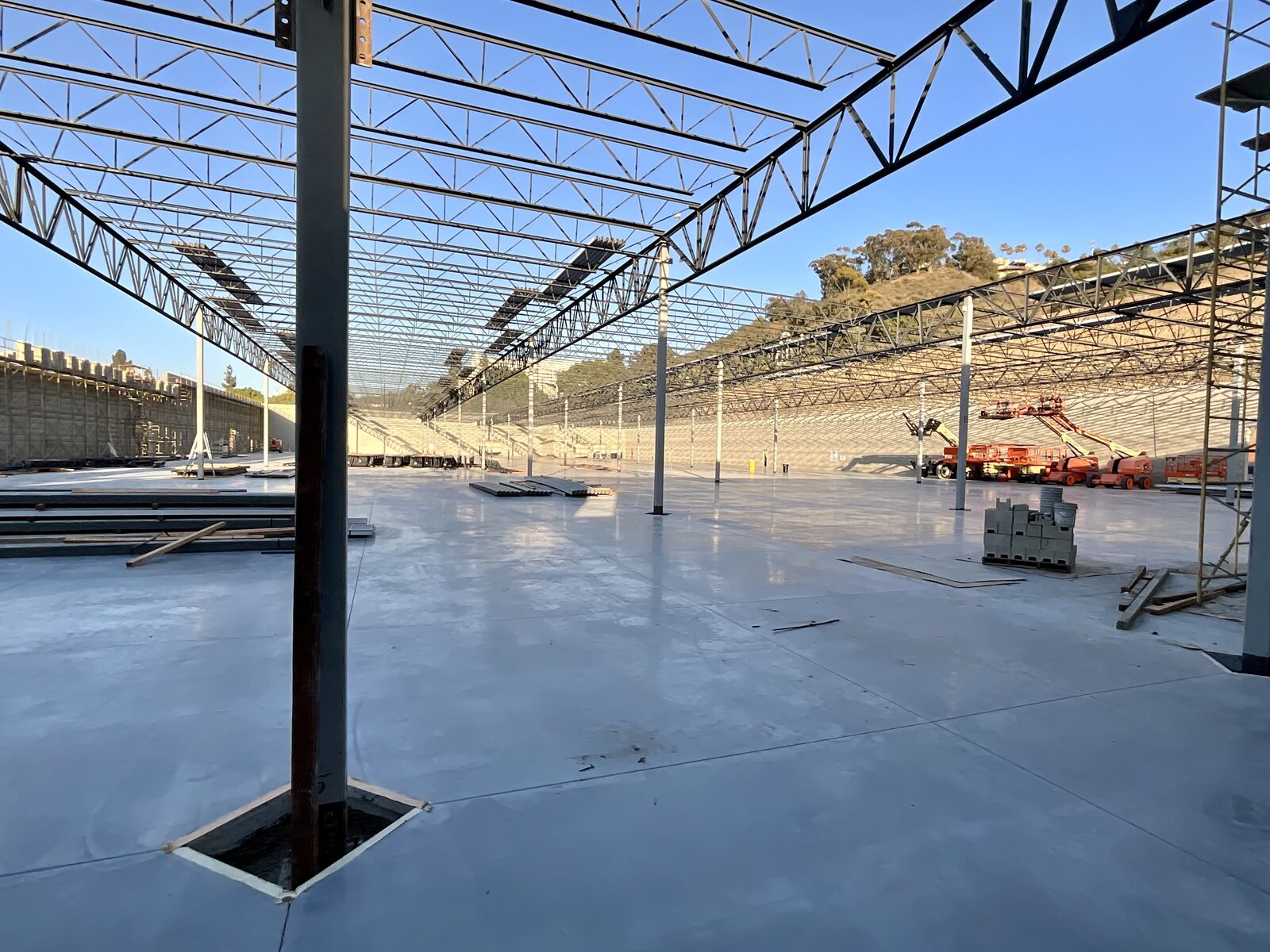 Steel joist roof framing over the Home Depot Mission Valley floor